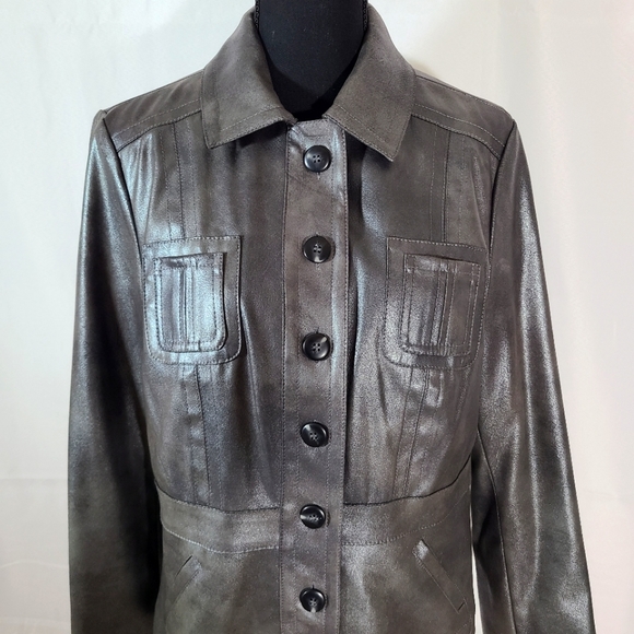 Chicos Silver Metallic Jacket Size 1 - Picture 1 of 3
